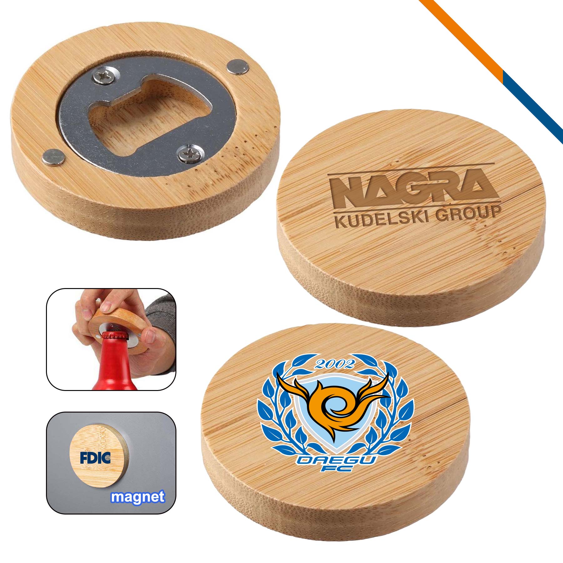 Qubaz 2in1 Bamboo Magnetic Bottle Opener 2