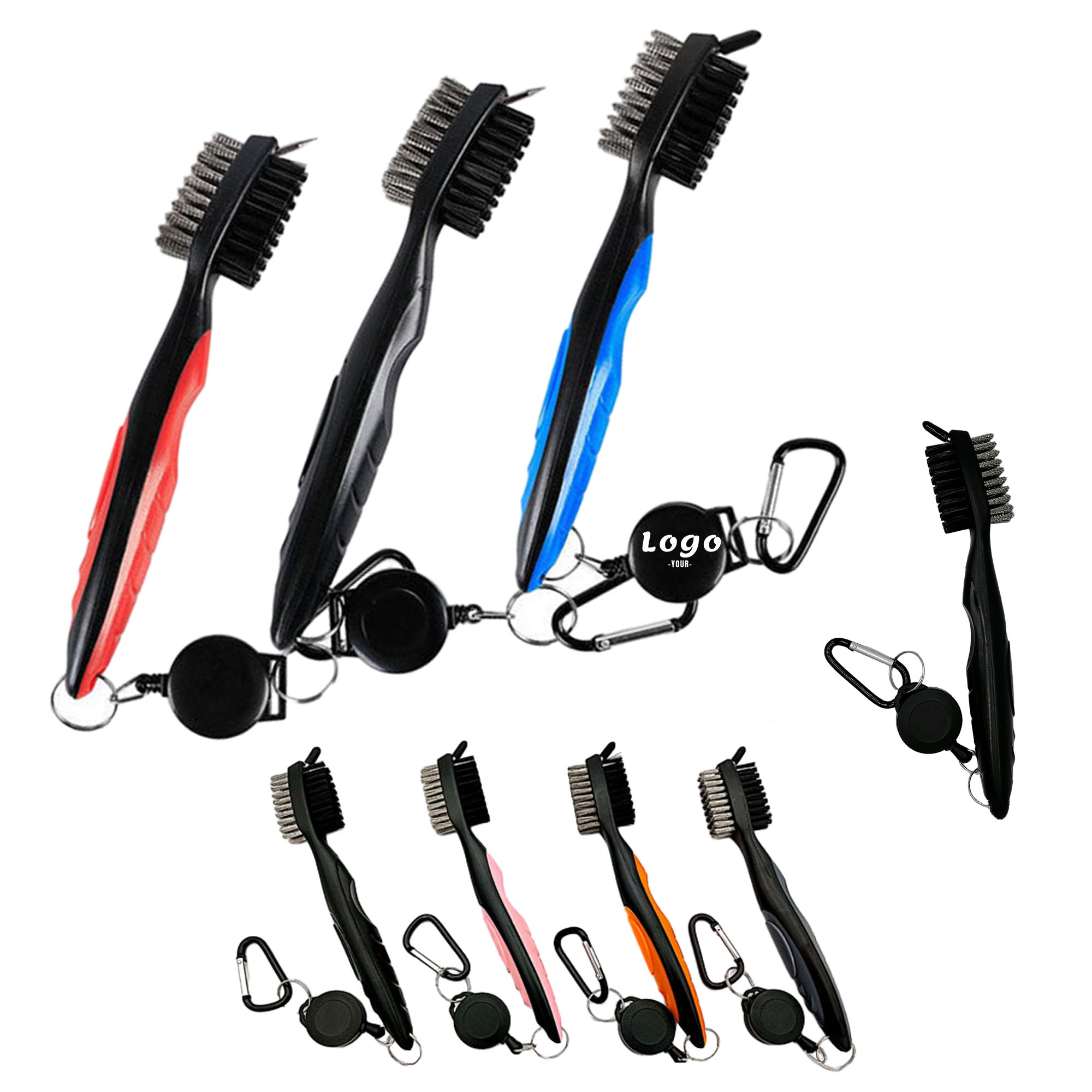 Clasp-Attached Double-Sided Golf Club Brush 2