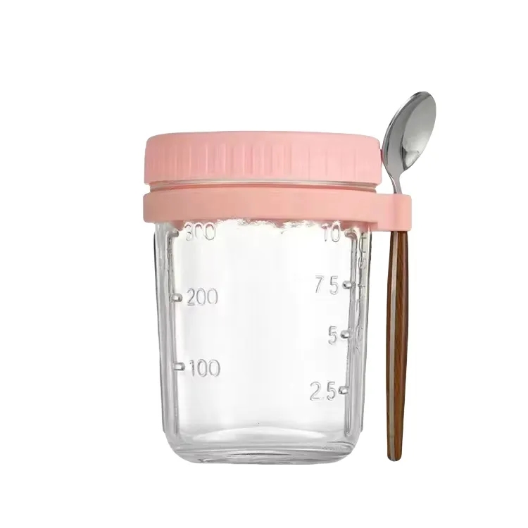 12oz Overnight Breakfast Cup With Measuring Marks And Spoon 8