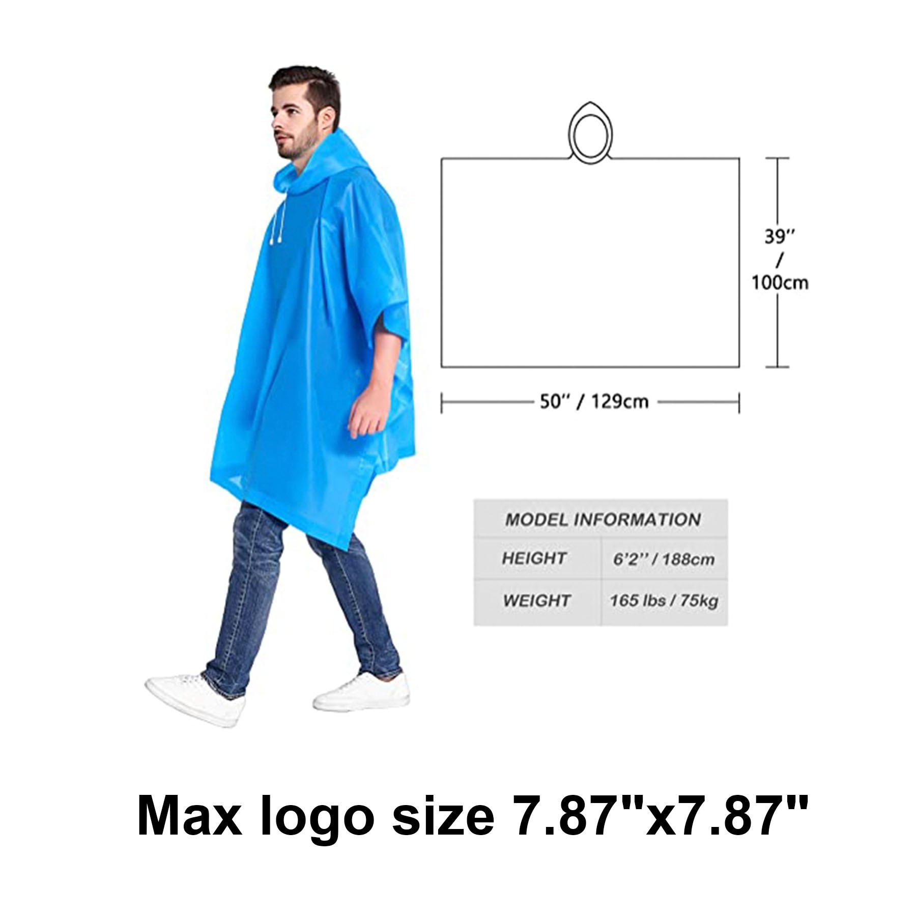 Adults Reusable Rain Ponchos with Drawstring Hood 2