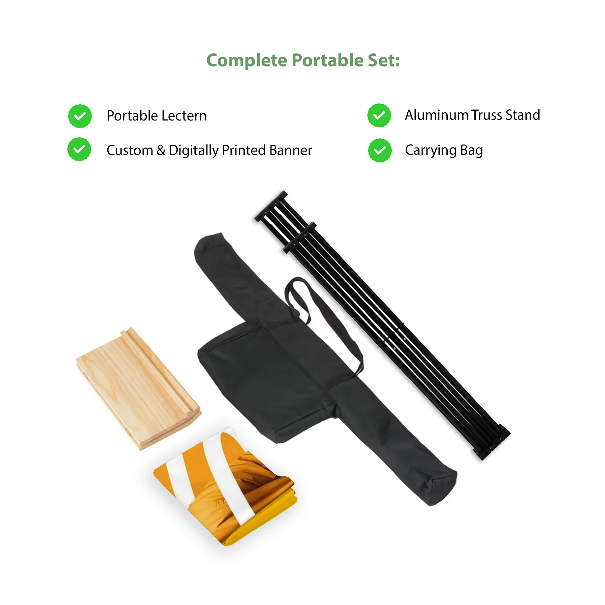 Angled Wide Portable Podium Kit - Banner + Hardware 4