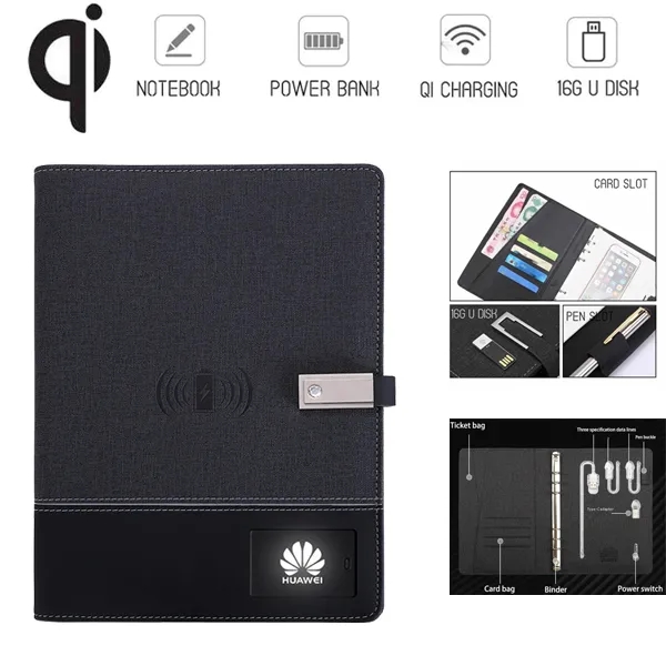 8000 mAh Wireless Charging Power Bank Notebook with LED Logo 5