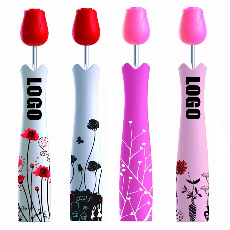 Custom Portable Foldable Umbrella With Rose Shape Handle 2