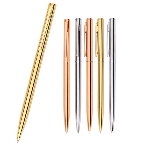 Gold Slim Metallic Retractable Ballpoint Pens 6