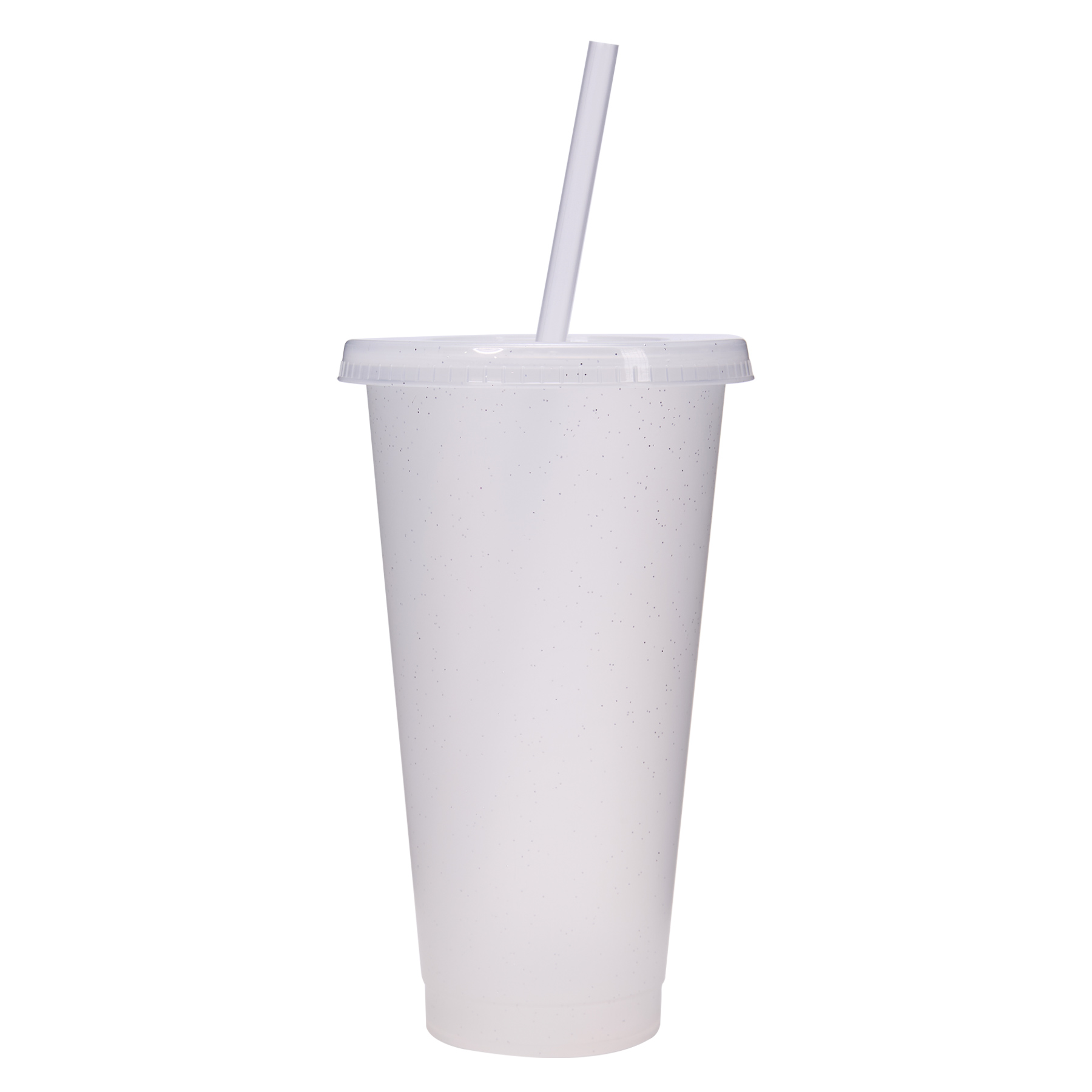24 Oz Reusable Colorful Glitter Plastic Straw Cup W/ Splash Proof Lid 18
