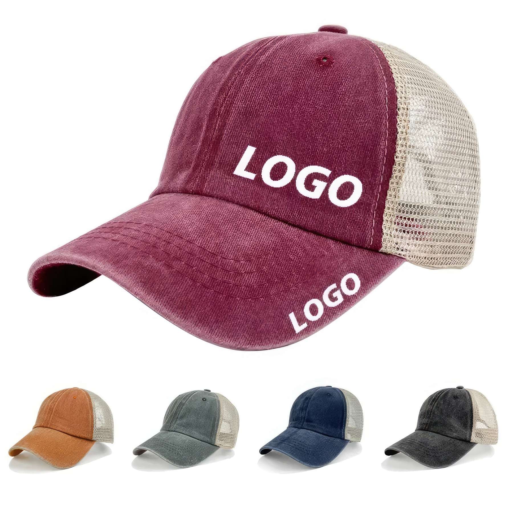 Custom Adjustable Washed Mesh Back Trucker Hat 2