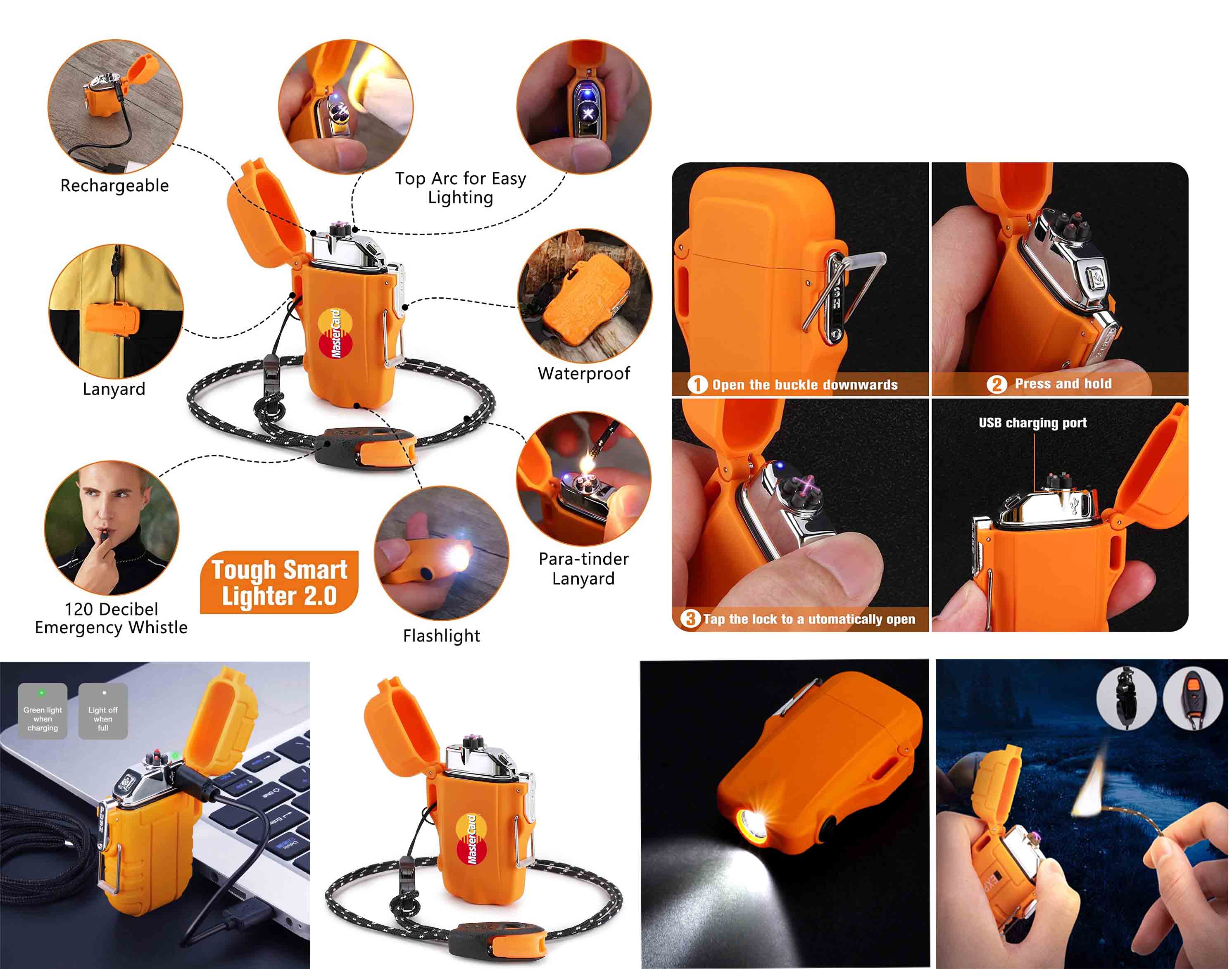 iBank ® USB Rechargeable Flameless Lighter with Flashlight 1
