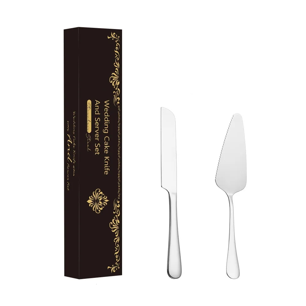 Stainless Steel Dessert Knife And Spatula Set 2
