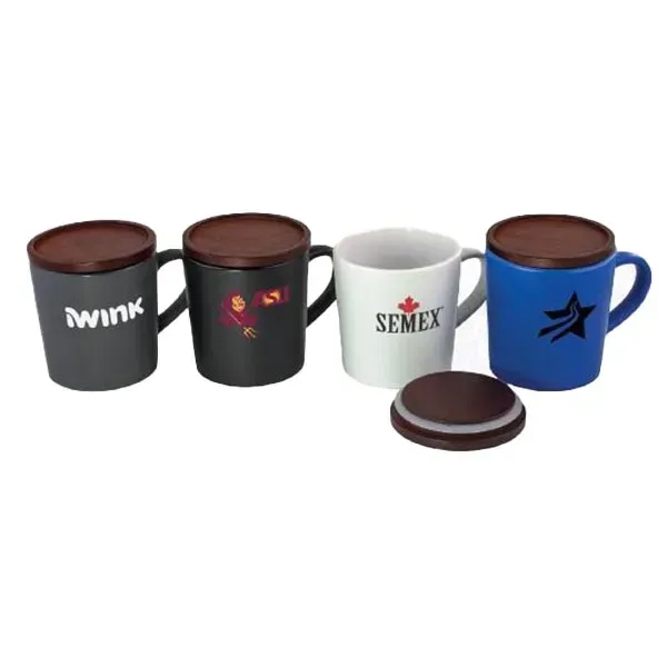 16 Oz. Ceramic Mug with Wood Lid