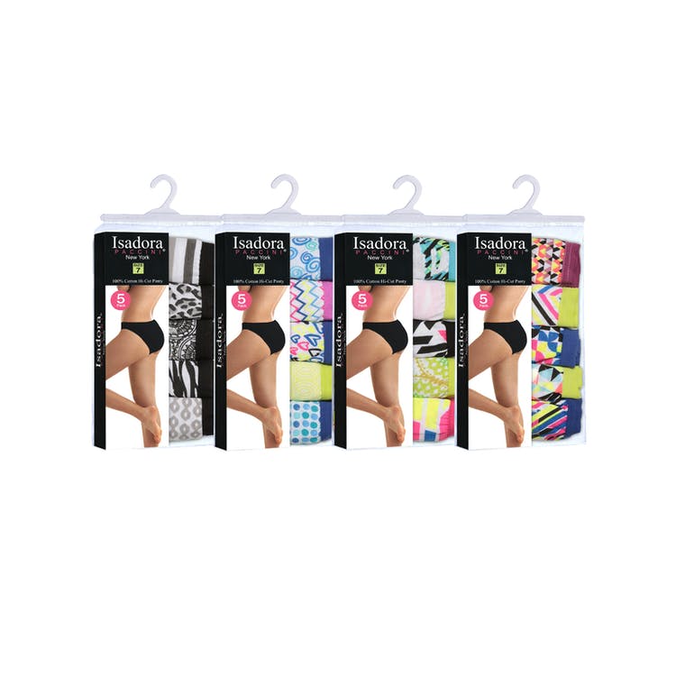 Women's Hi-Cut Panties - Print Styles 5 Pack Sizes 5-10 2