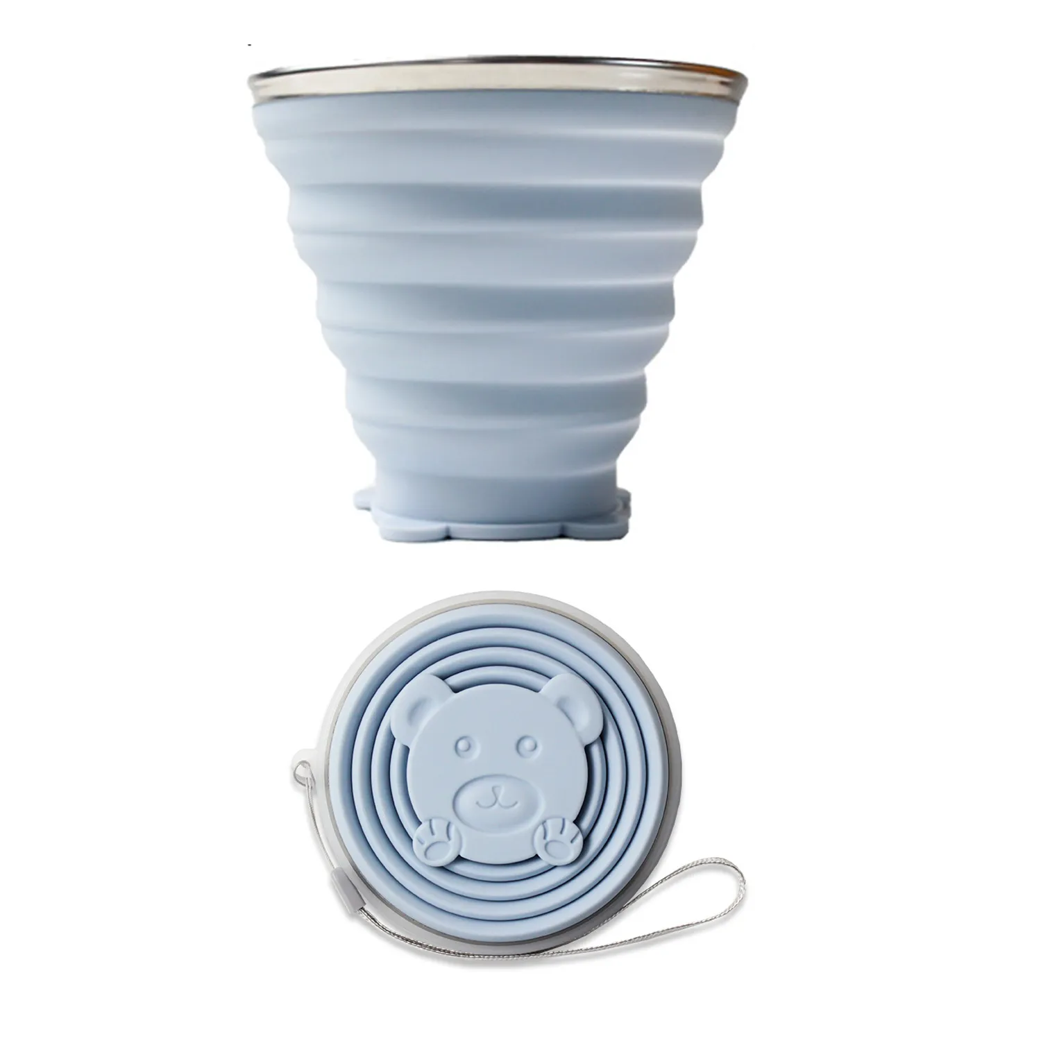 Silicone Folding Camping Reusable Portable Cup with Lids 4