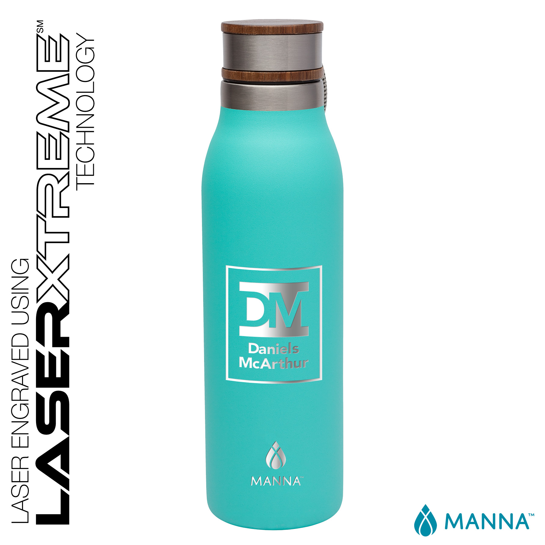 Manna™ 18 oz. Ascend Stainless Steel Water Bottle w/ Acacia Lid 15