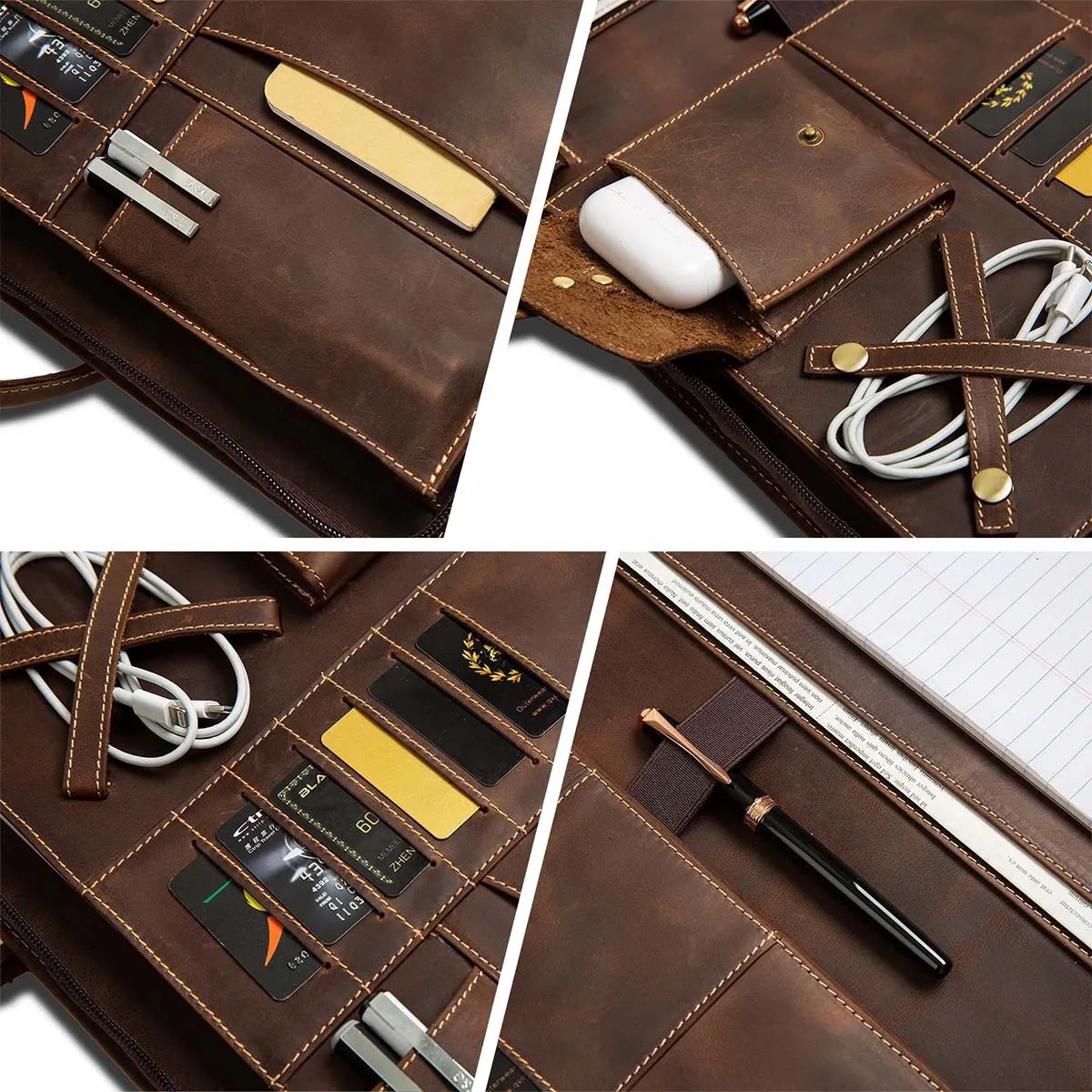 Personalised Leather Portfolio with Handle 4