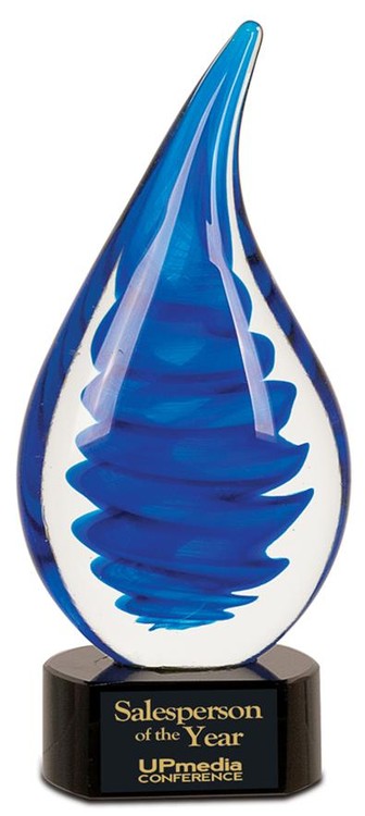 Blue Twist Rain Drop Art Glass 2