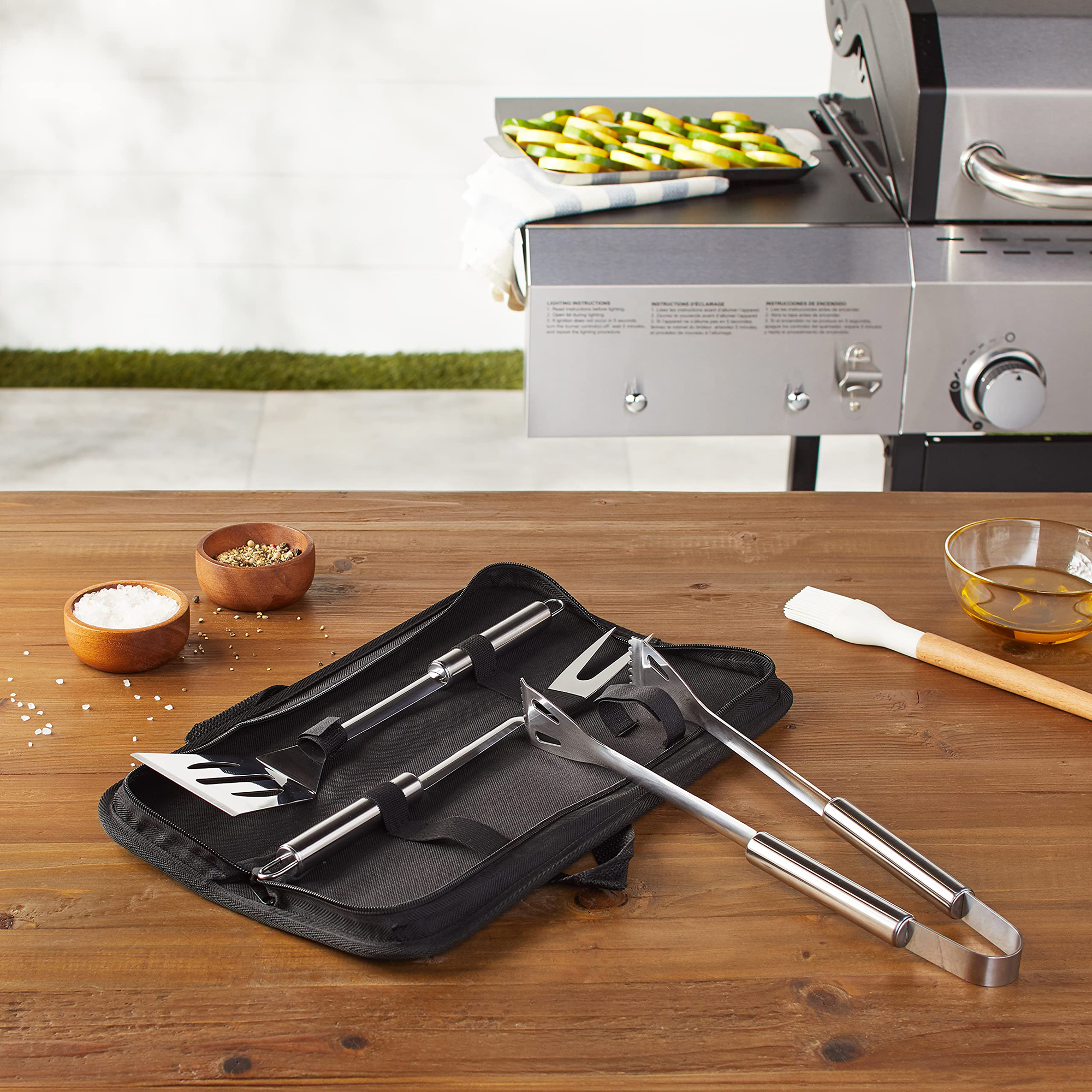 Stainless Steel BBQ Tool Set with Cloth Carrying Bag 5