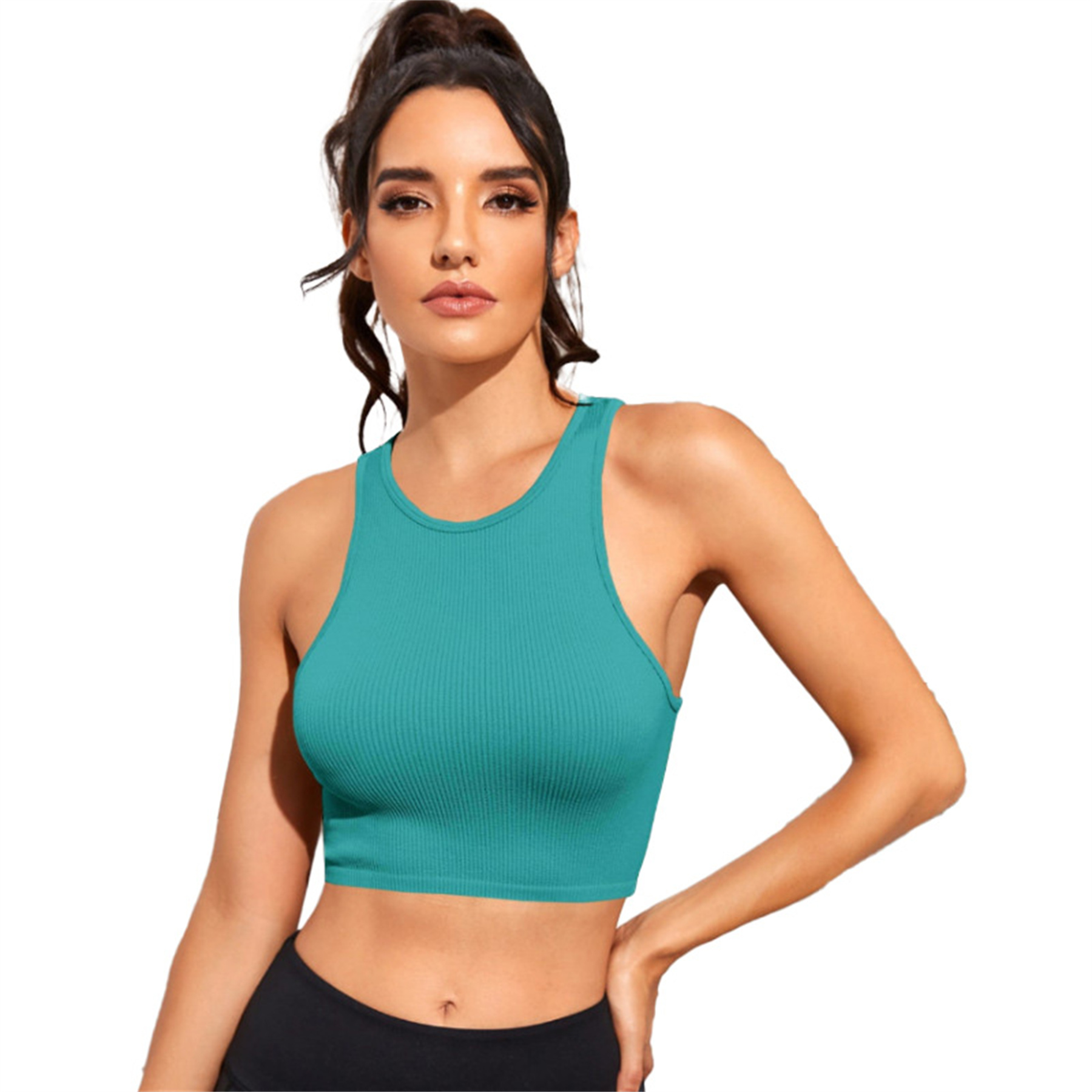 Womens Ribbed Longline Sports Bra 16
