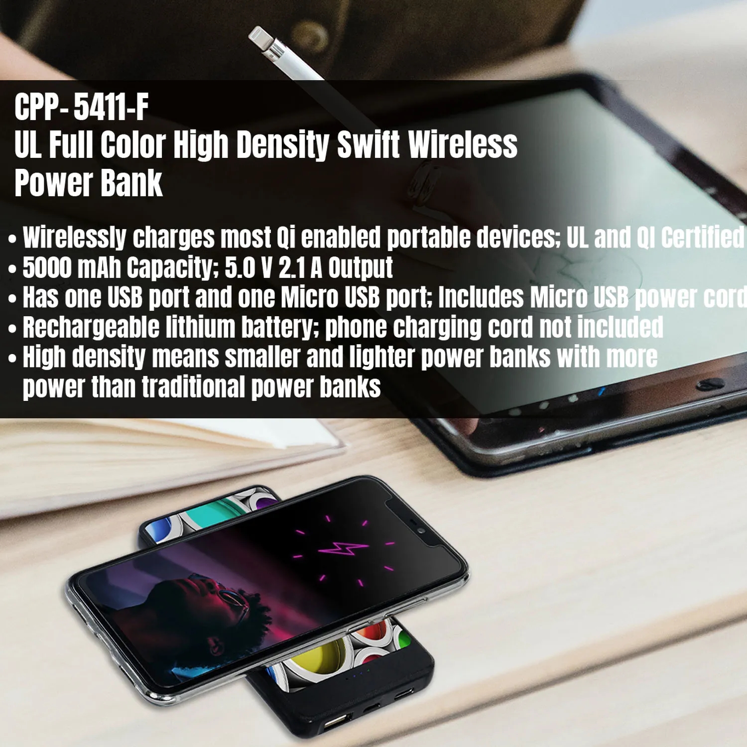 UL FULL COLOR HIGH DENSITY SWIFT WIRELESS POWER BANK 4