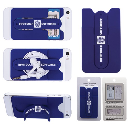 3-in-1 Cell Phone Card Holder w/Packaging