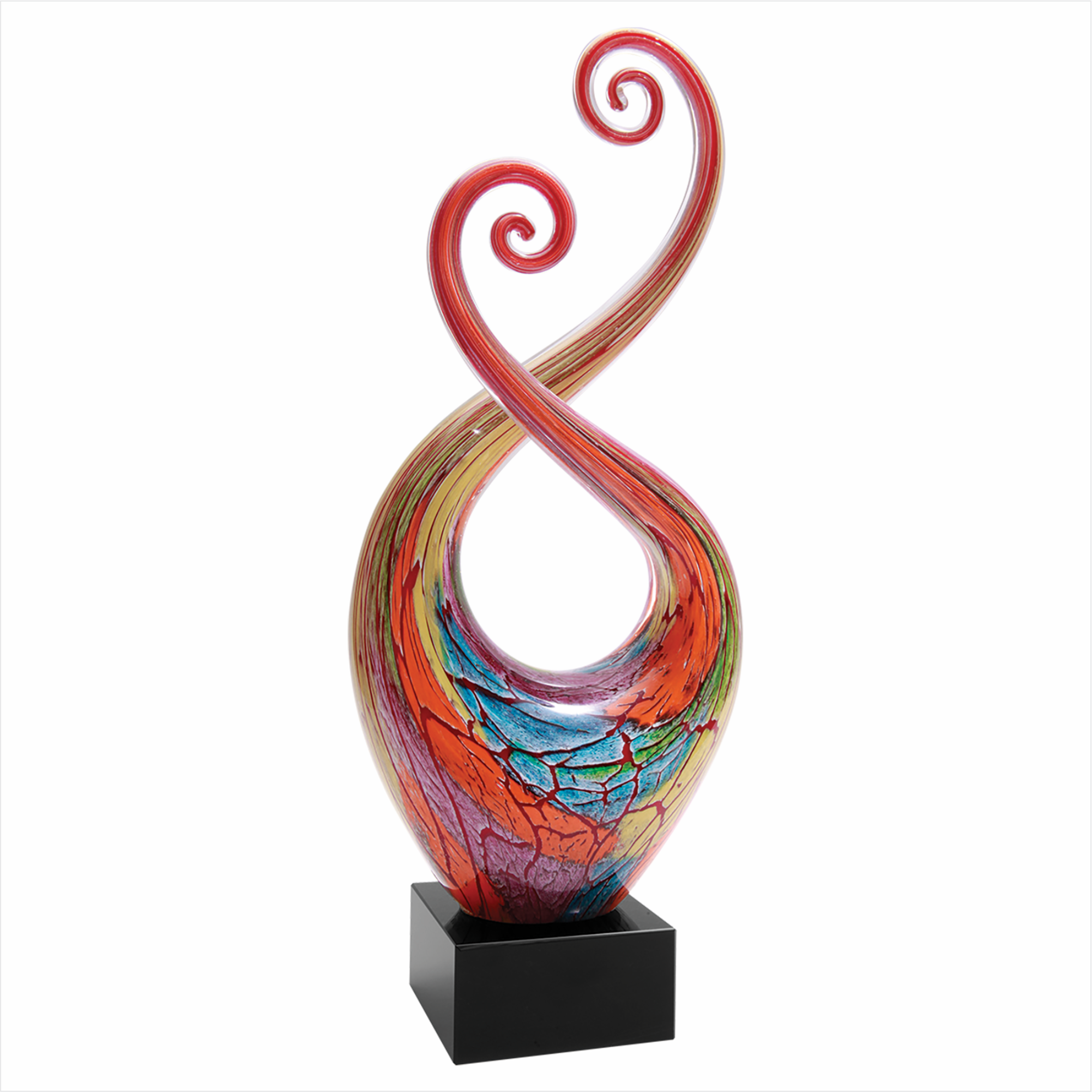 14" Multi-Color Twist Art Glass w/Black Base 4