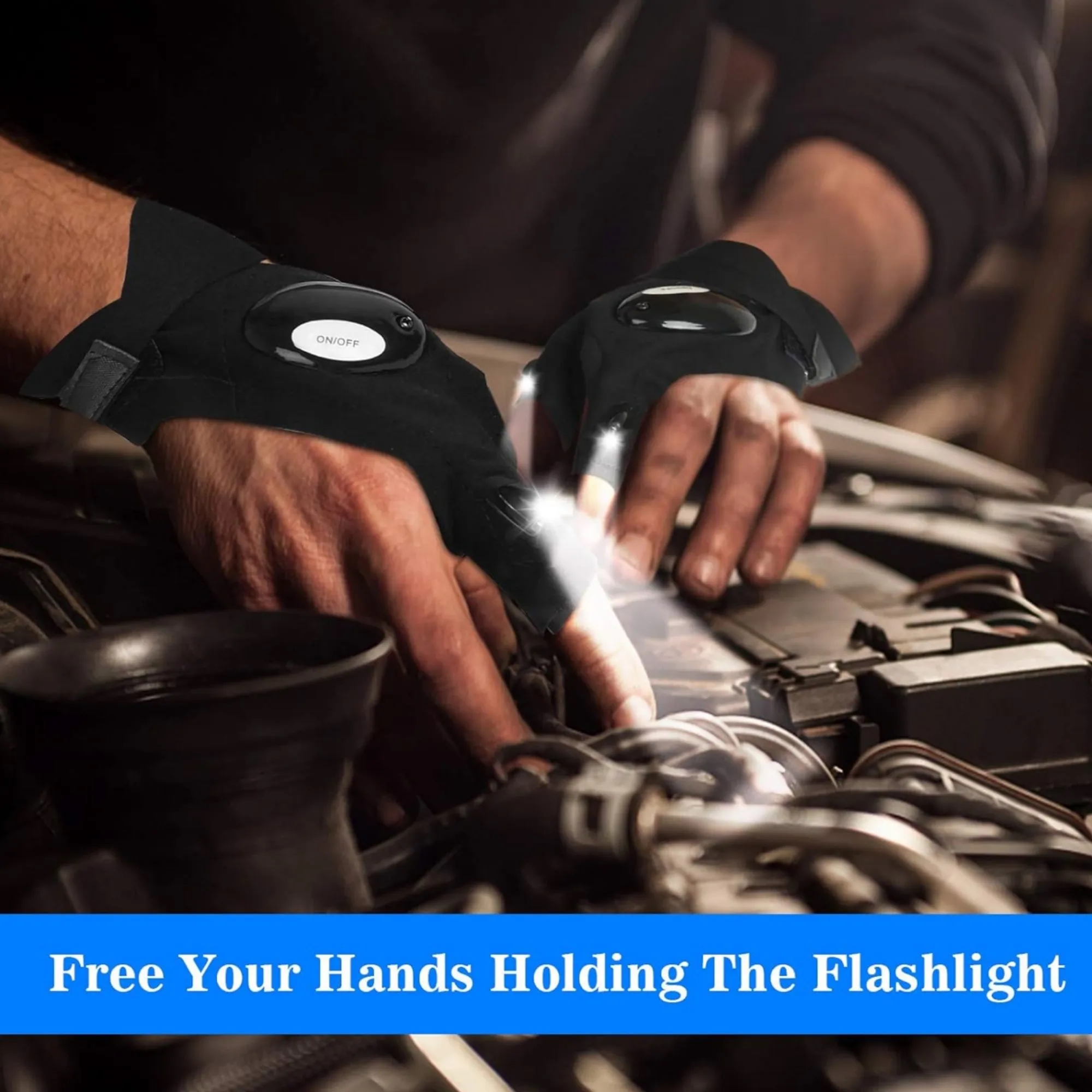 LED-Lit Fingerless Gloves -Hands-Free Lighting For Repairs 5