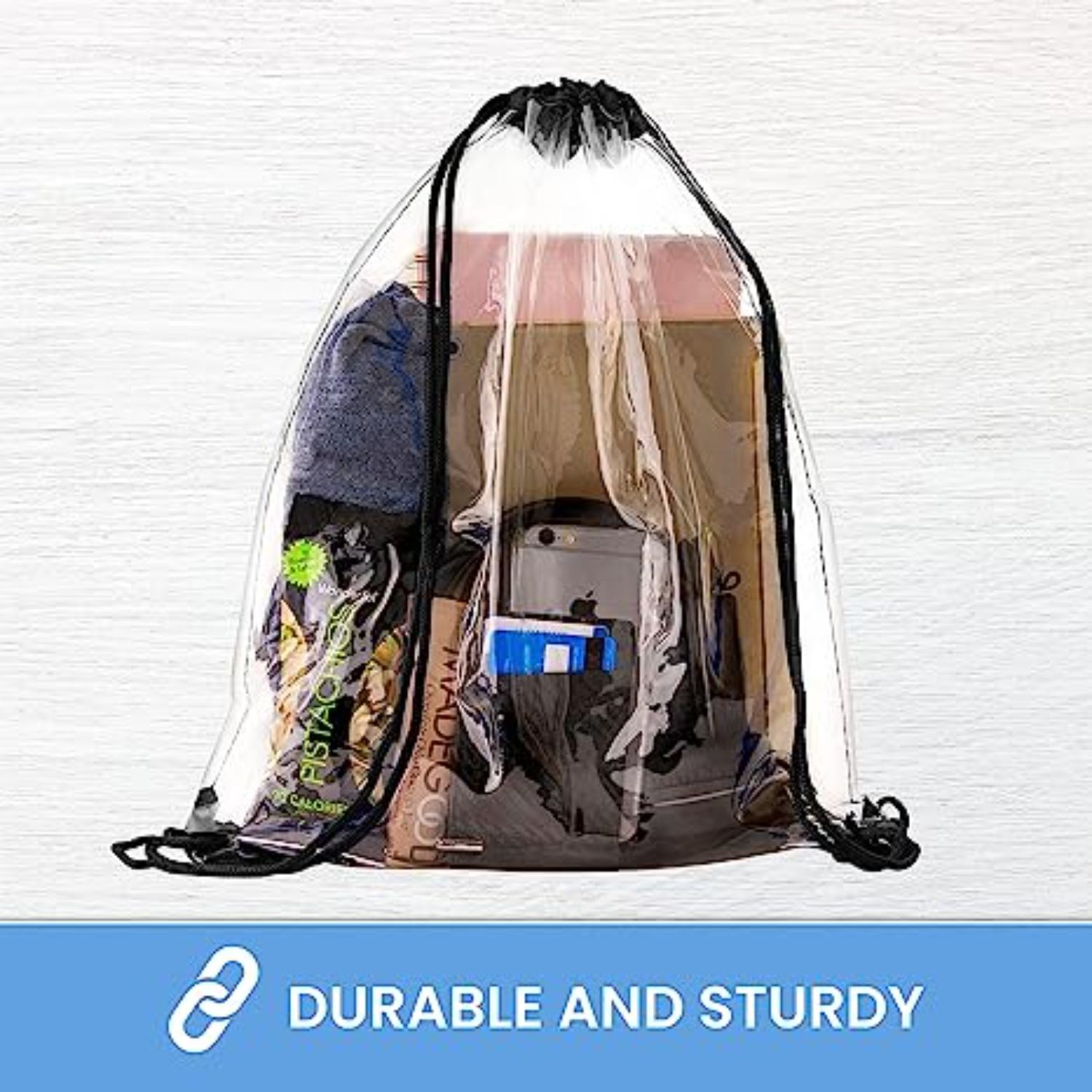 Stadium Approved Cinch Sacks Bag Clear PVC Drawstring Backpack 8