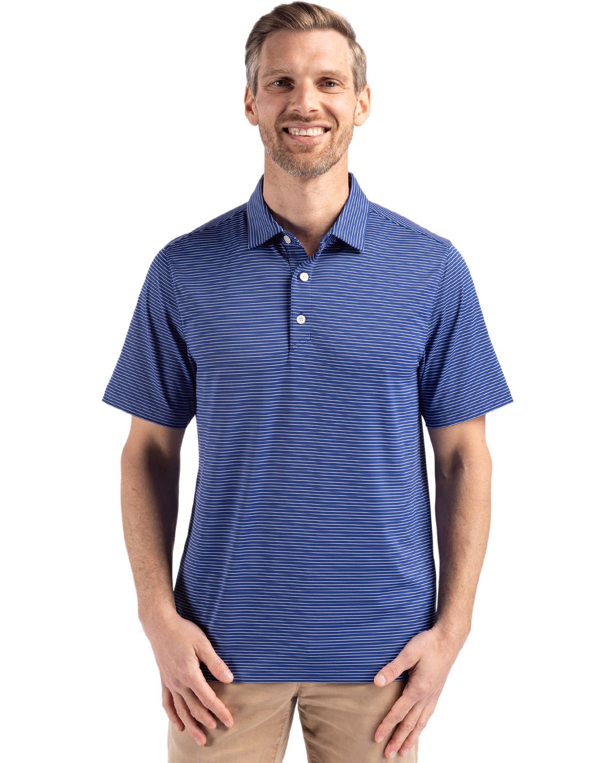 Cutter & Buck Forge Recycled Fine Line Stripe Four-Way Stretch Mens Polo 45