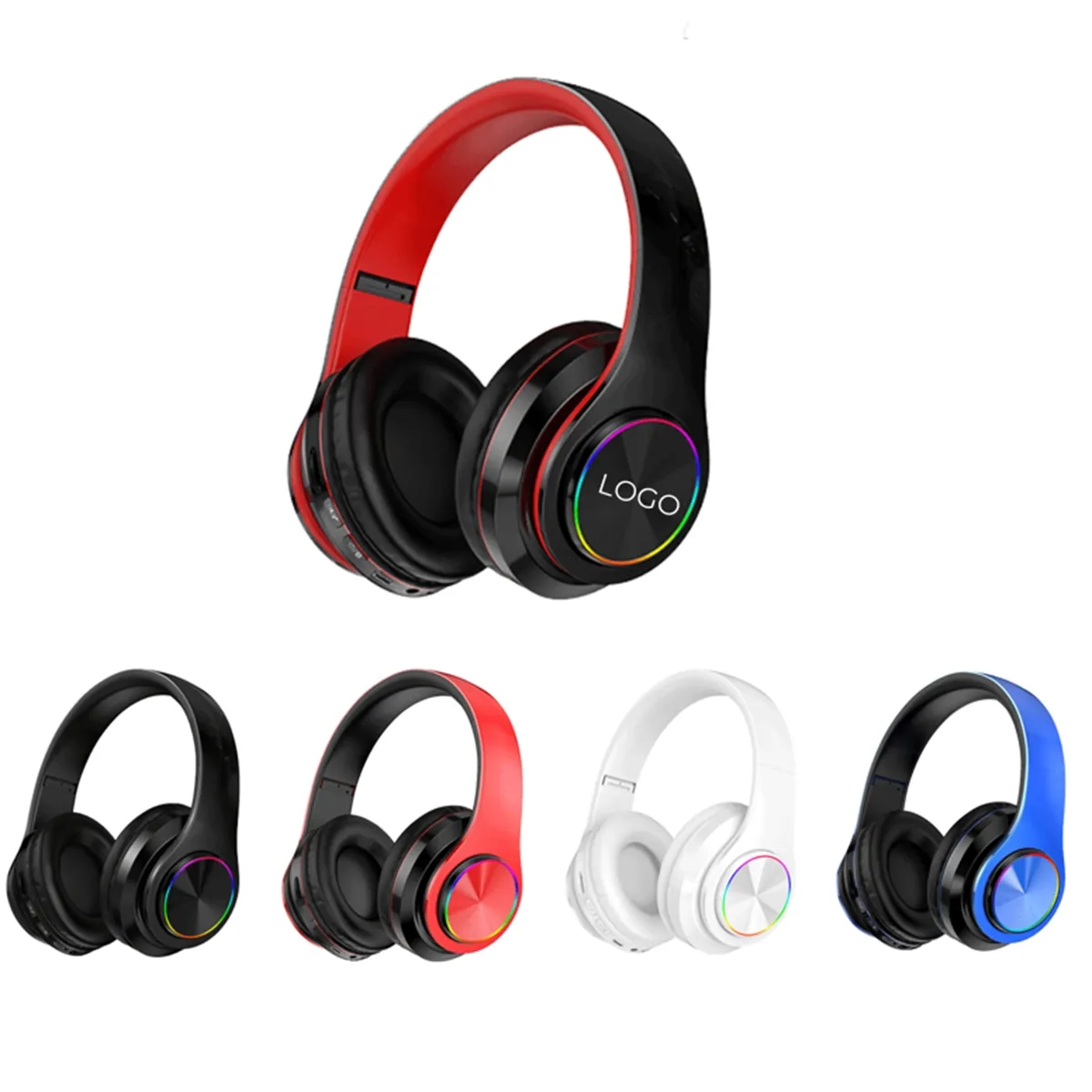 Bluetooth Headphones Wireless Over Ear Stereo LED Lights 2