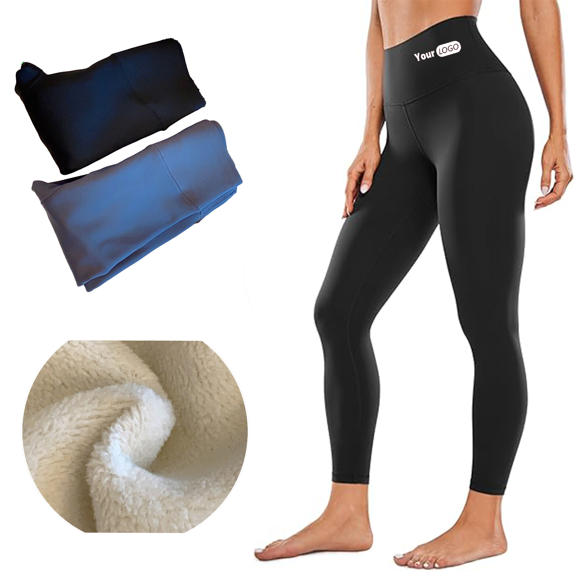 Leggings Tummy Fleece Control Comfort Yoga Pants Paded 2