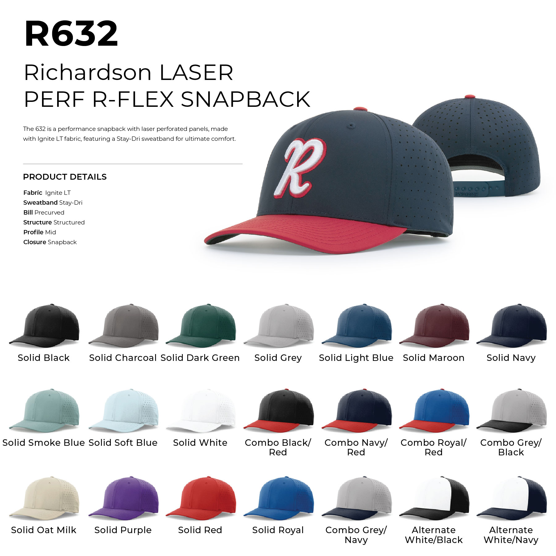 Richardson 632 Laser Perf R-FLEX Snapback Hat 9