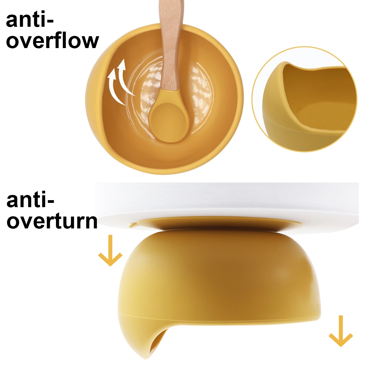 Silicone Suction Bowls And Wooden Spoon For Baby 6