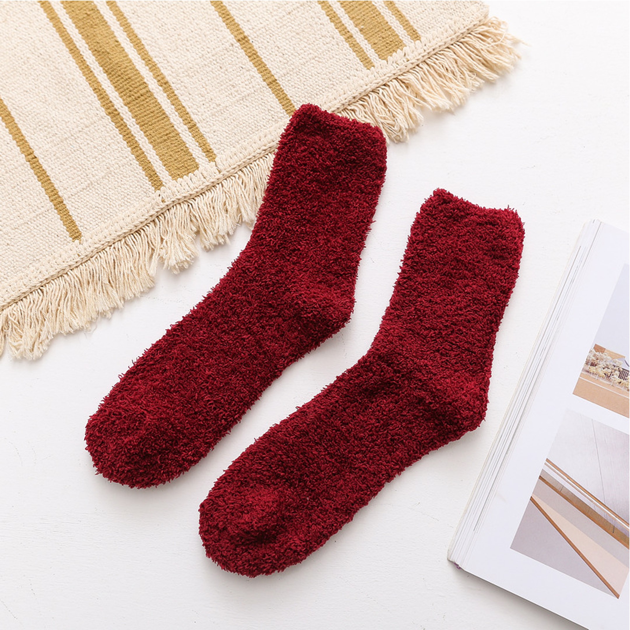 SOFT FUZZY SOCKS WITH FULL COLOR PATCH 9
