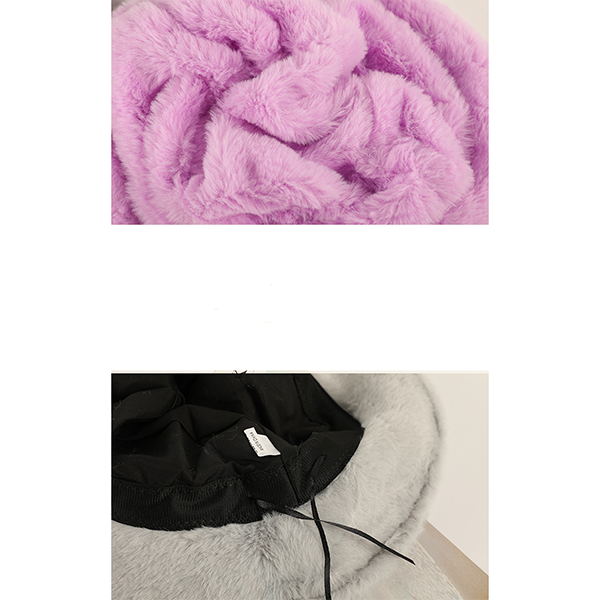 Solid Color Faux Fur Bucket Hat with Custom Logo 7