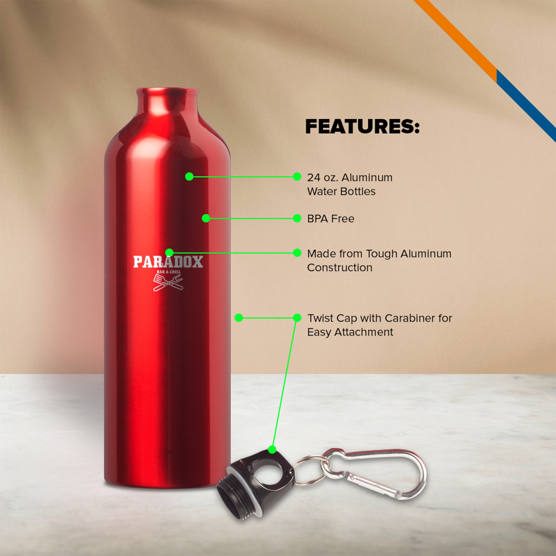 Manus Aluminum Water Bottle - 24 OZ. 6
