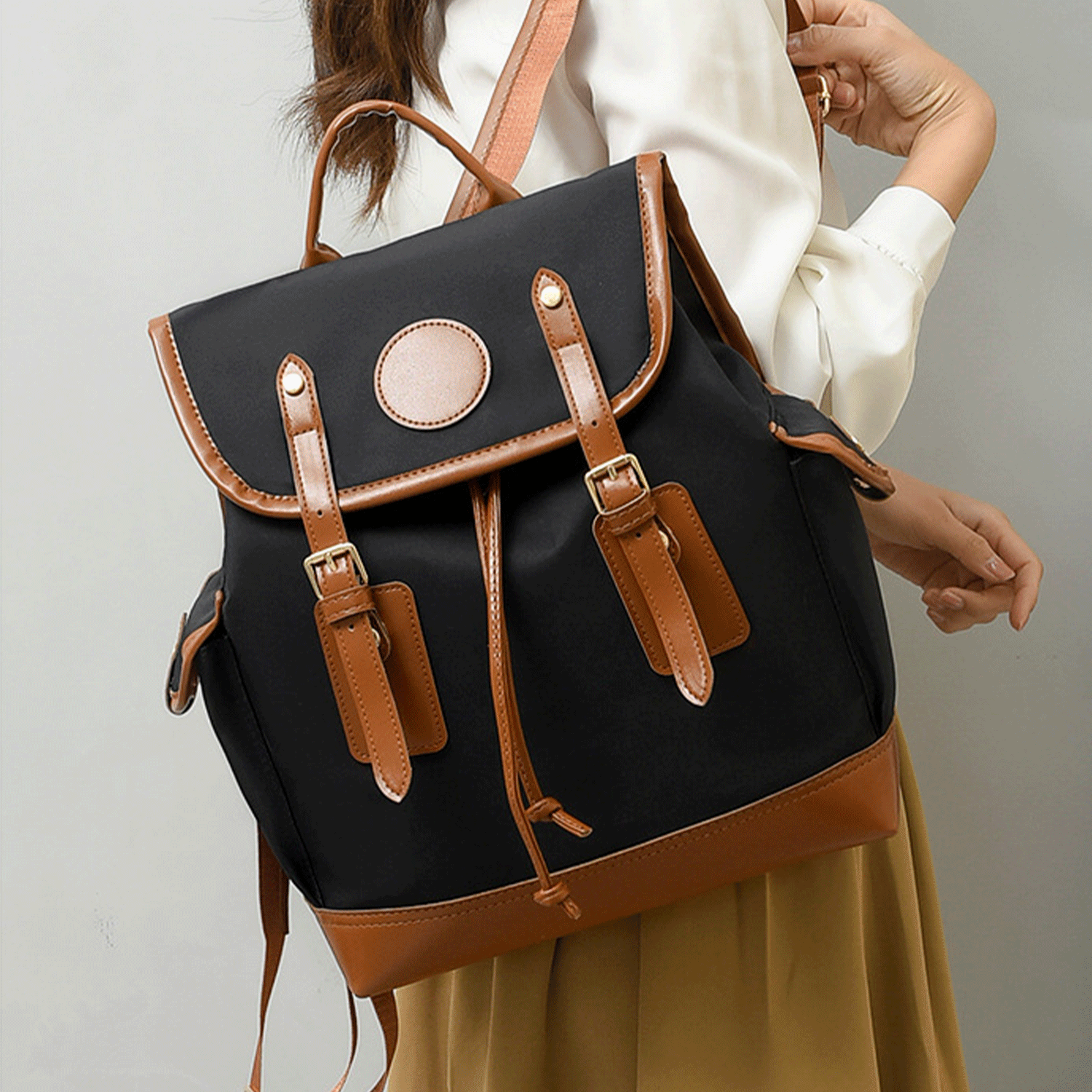 Oxford PU leather casual and large capacity backpack 23