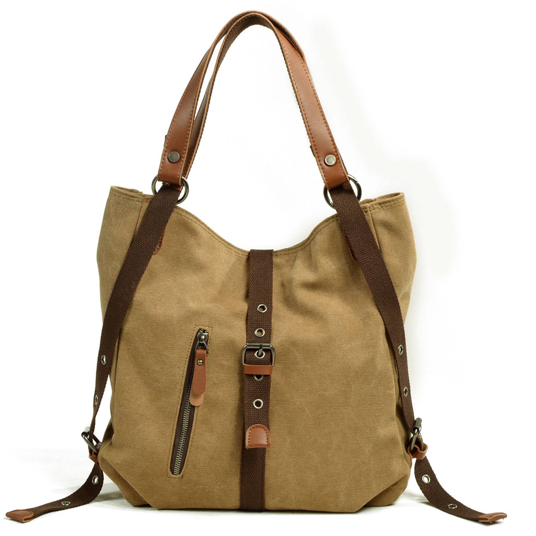 Canvas Multifunctional Shoulder Bucket Backpack 8