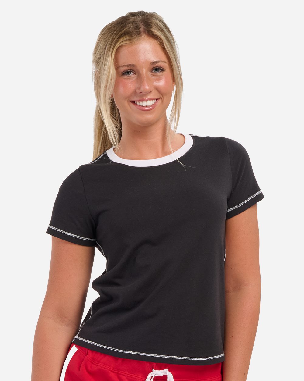 Women's Contrast Stitch Baby Tee - BW2106 1