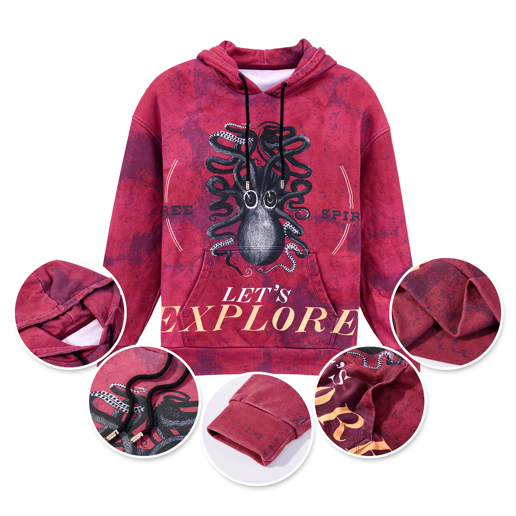 8oz Unisex Full Color Digital Print Pullover Hoodie With Pocket 2