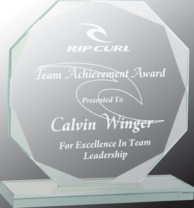 6" Octagon Jade Glass Award