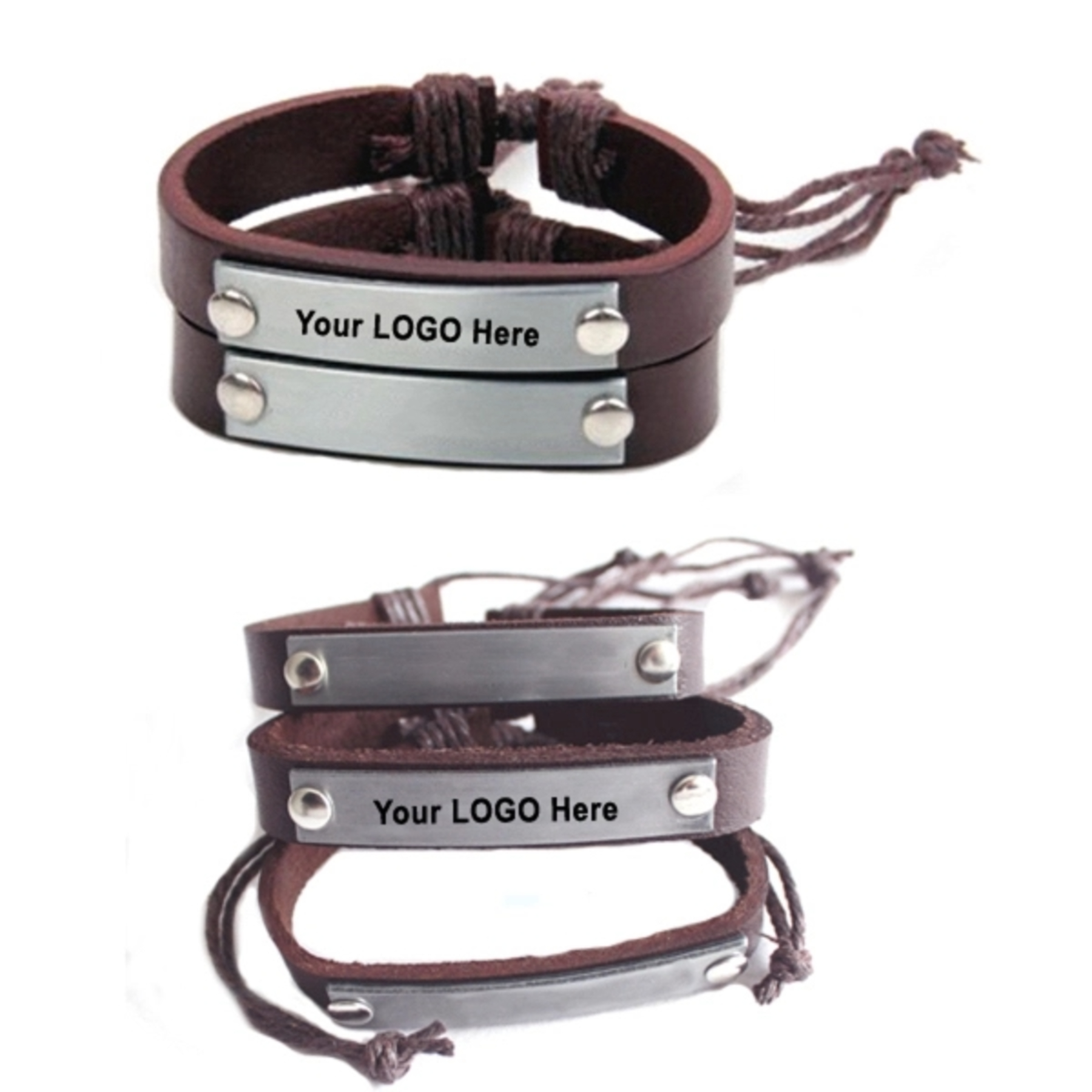 Leather Bracelet with Metal Plate
2