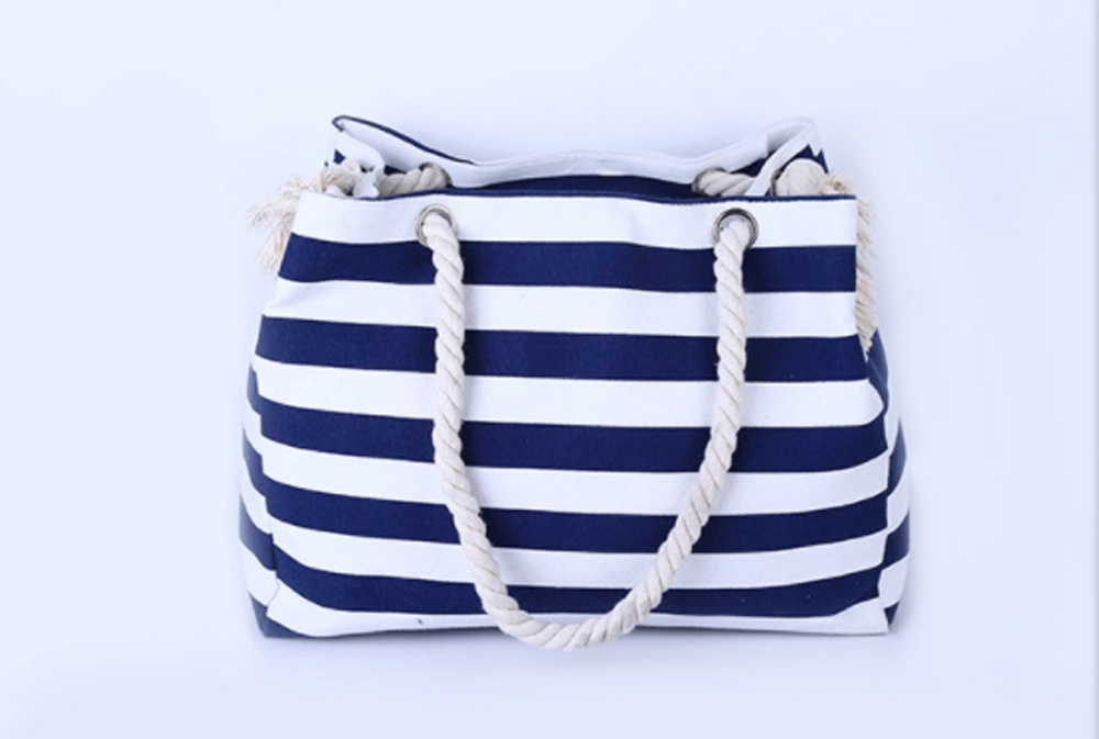 Canvas Striped Beach Bag 12