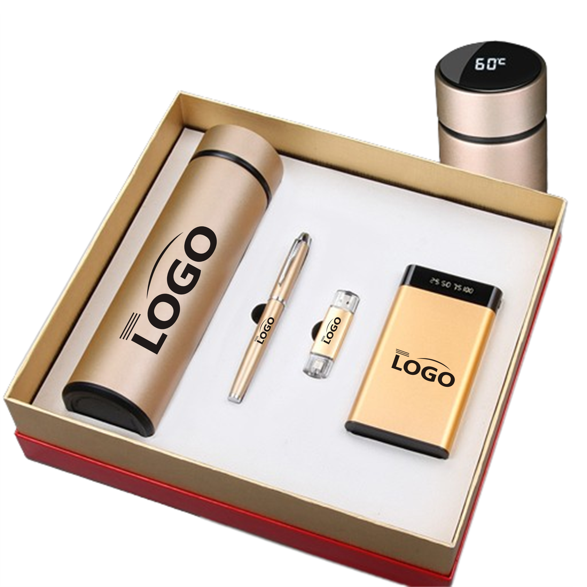 Thermos/Ballpoint Pen/USB Drive/Power Bank Gift Set 2