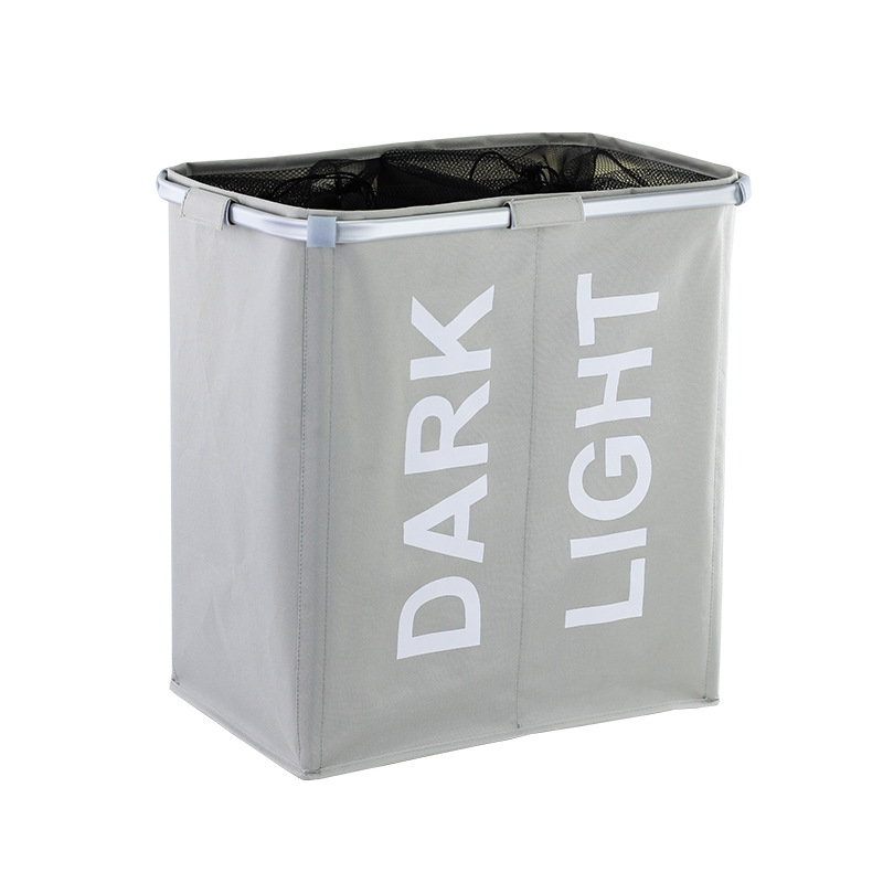 Collapsible Laundry Hamper Basket w/ 2 Sections 5