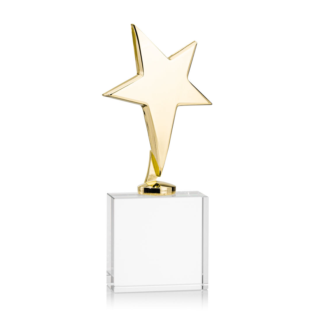 Tuscany Gold Star VividPrint™ Award on Woodlawn Base - Clear 1