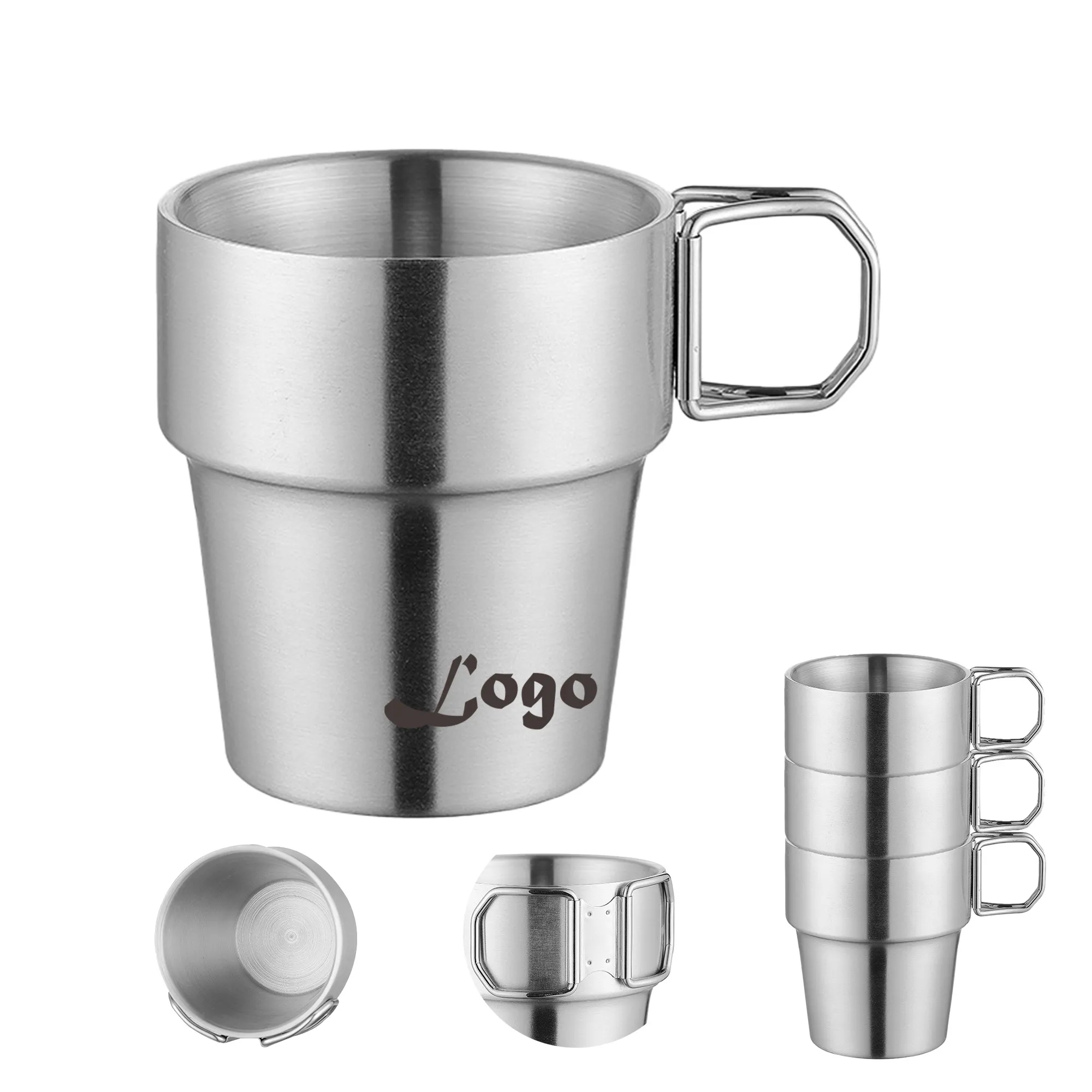 Stainless Steel Folding Handle Nesting Cup
