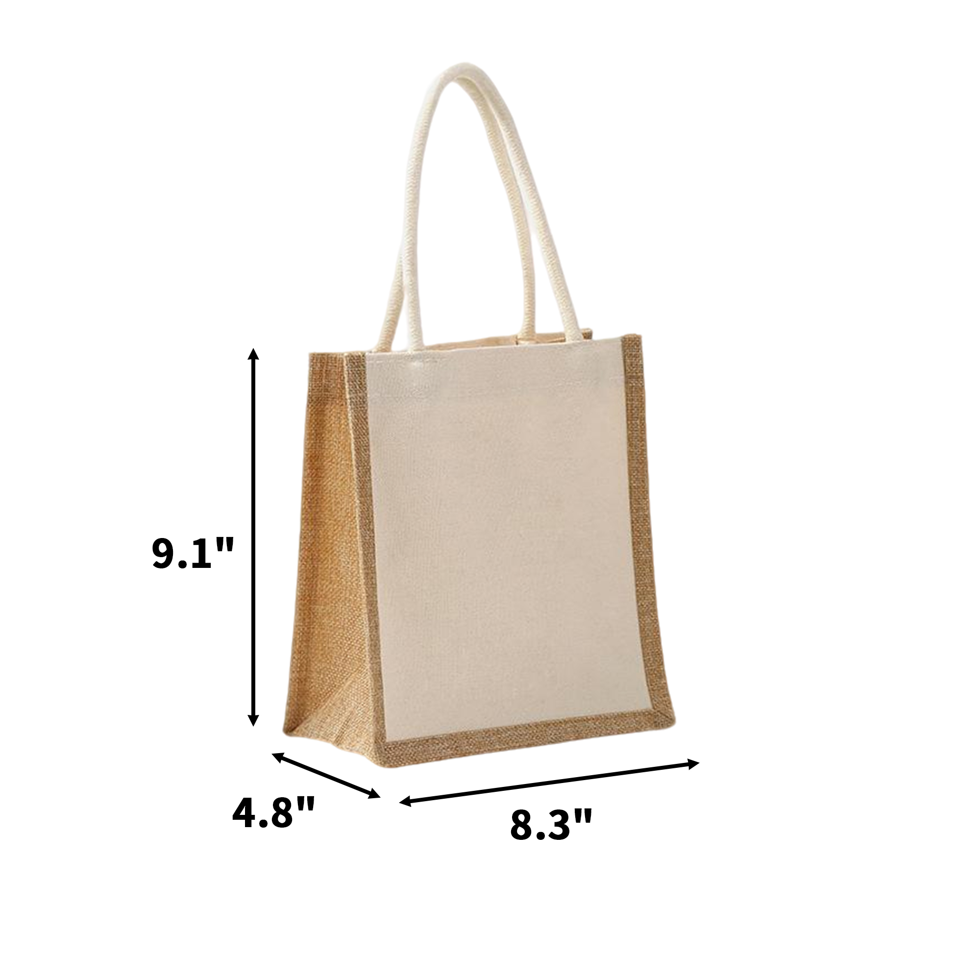 Jute Canvas Patchwork Carry Tote With PE Liner, custom tote bag with logo imprint 3