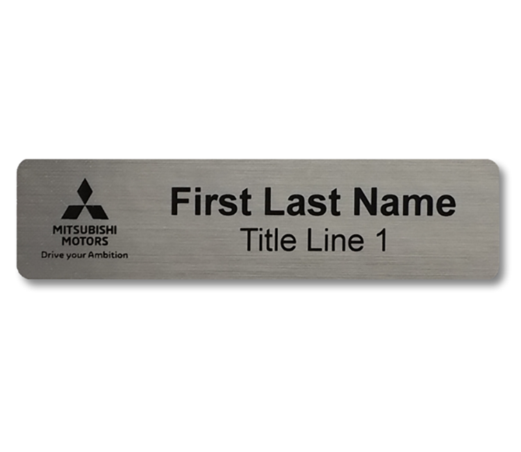The Zeus full color metallic plastic name badge up to 3 sq" 6