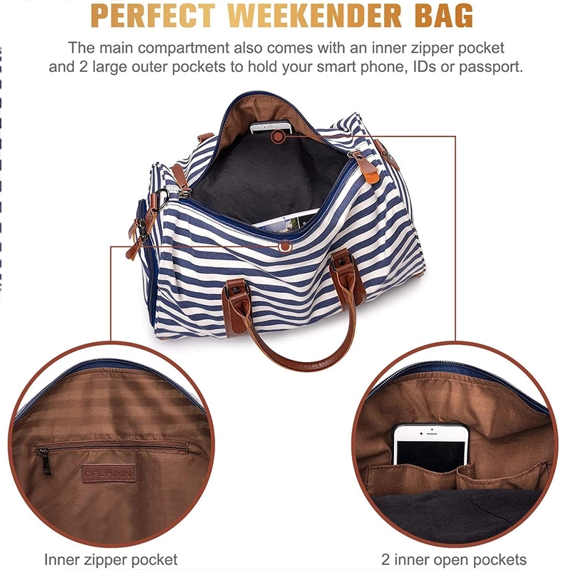 21" Weekender Canvas Leather Duffle Bag 2
