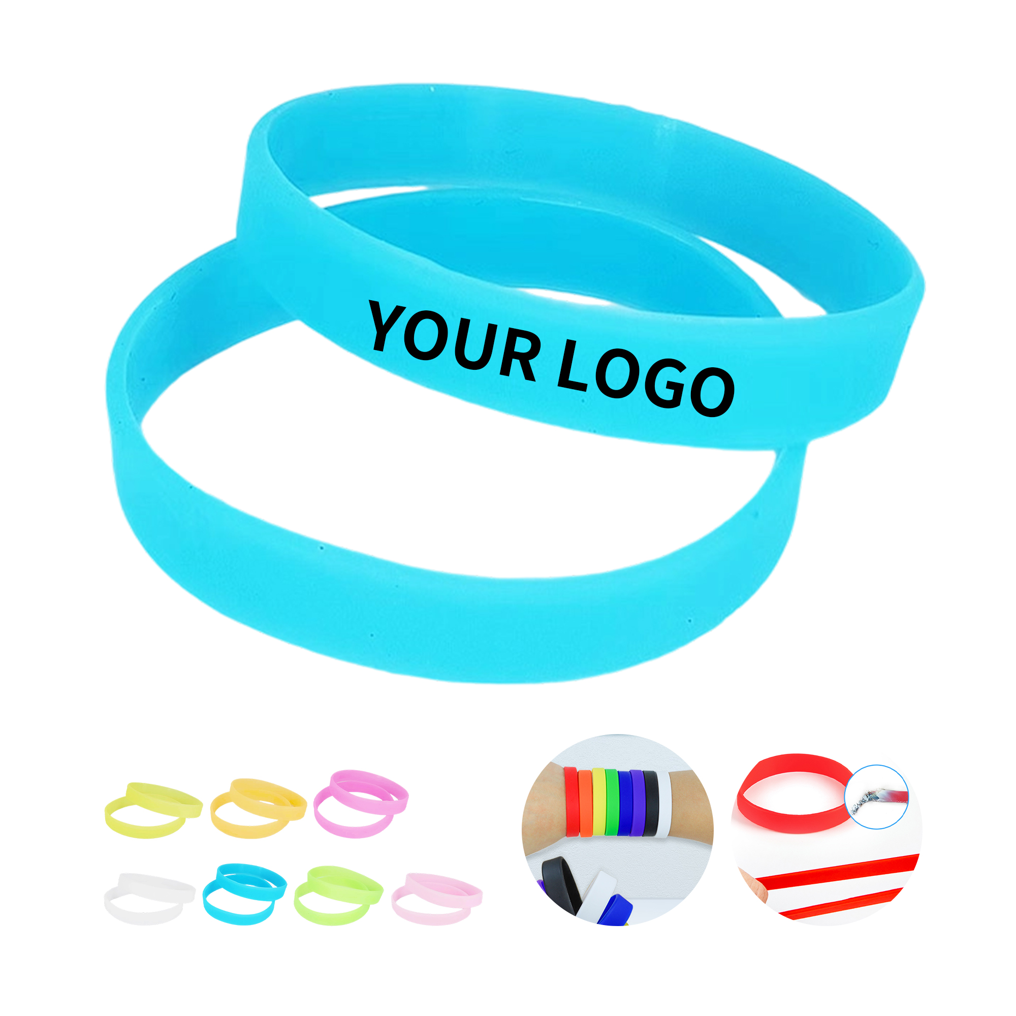 Silicone Wristband Glow In The Dark 8 x 0.5" Durable Design 7