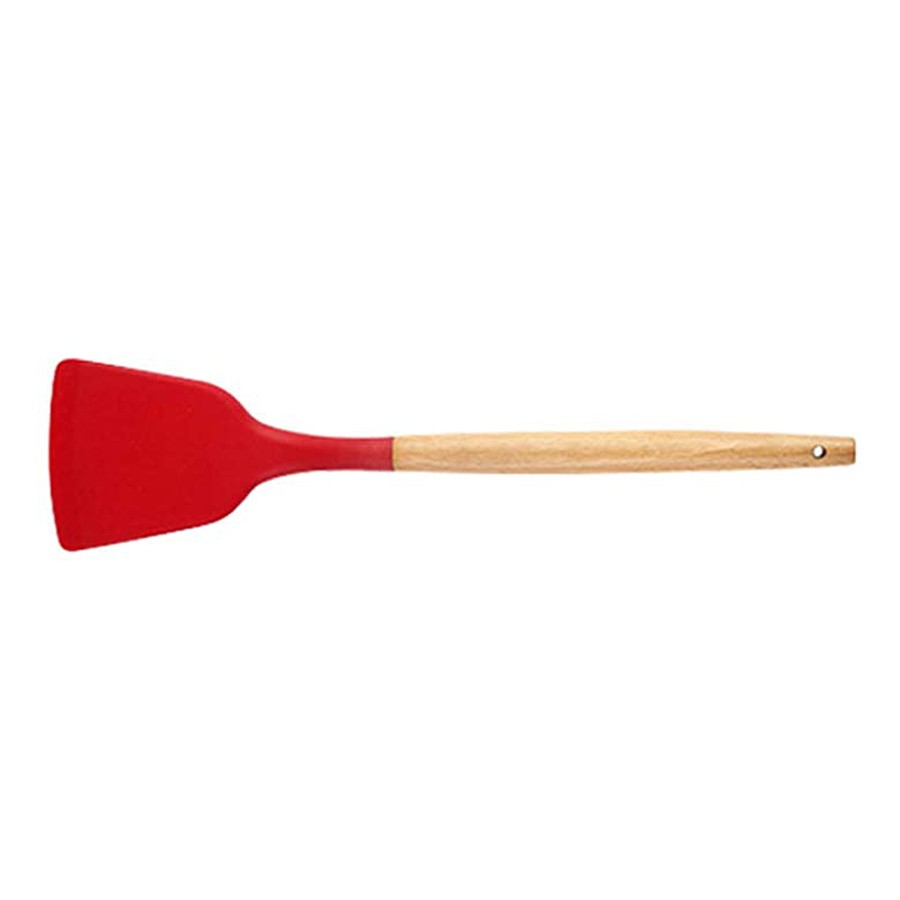 Silicone Cooking Or Serving Utensil With Wooden Handle 1