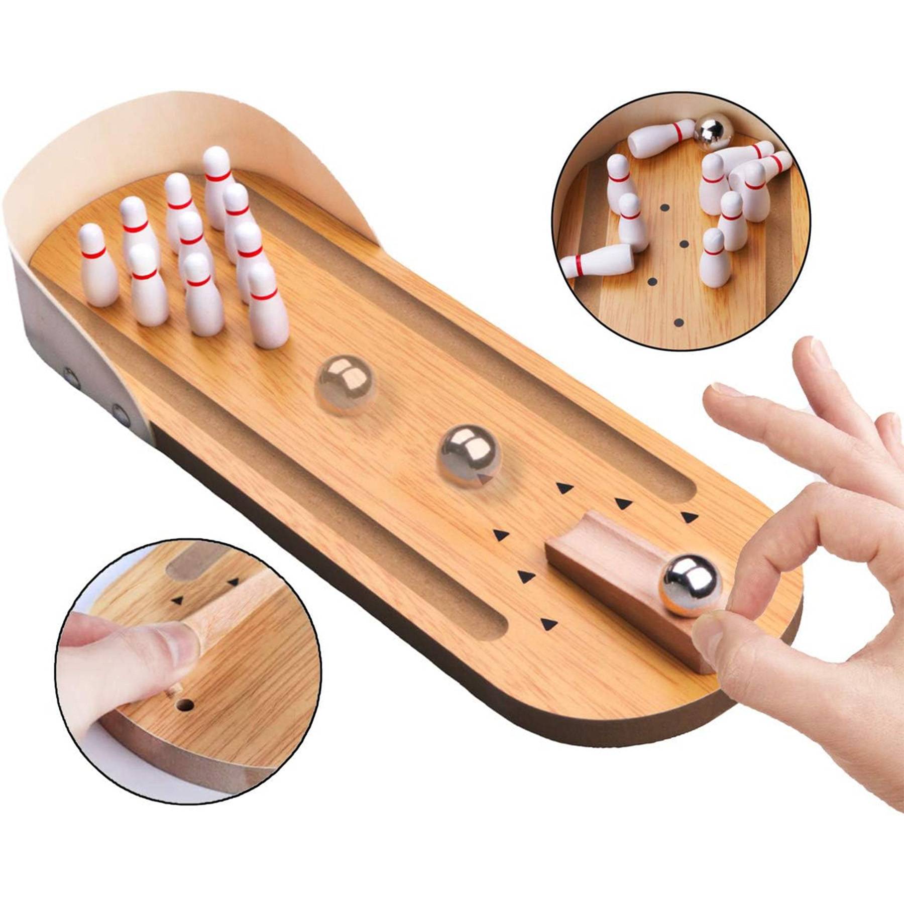 Wooden mini bowling board game 2